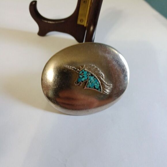 Unicorn Native American Indian Faux Turquoise Inlay Belt Buckle Zuni Tribe - Picture 1 of 7
